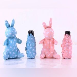 Pink blue rabbit bunny mini umbrella polka dot